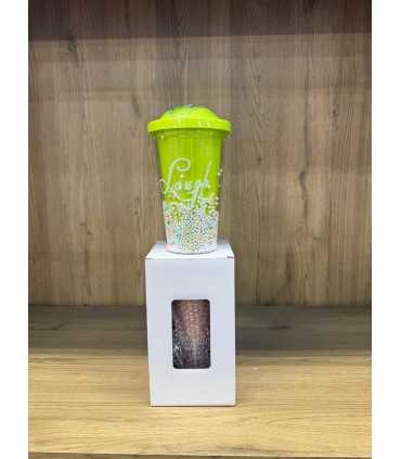 PASTEL RENK PİPETLİ BARDAK MATARA 450 ML*60